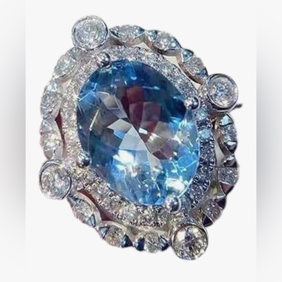 Retro Neiman Marcus Sterling silver Blue & White Topaz Size 7 main image 3